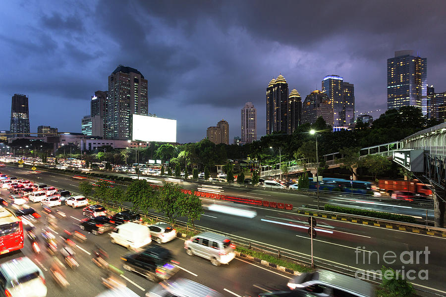 Jakarta night rush #8 Photograph by Didier Marti
