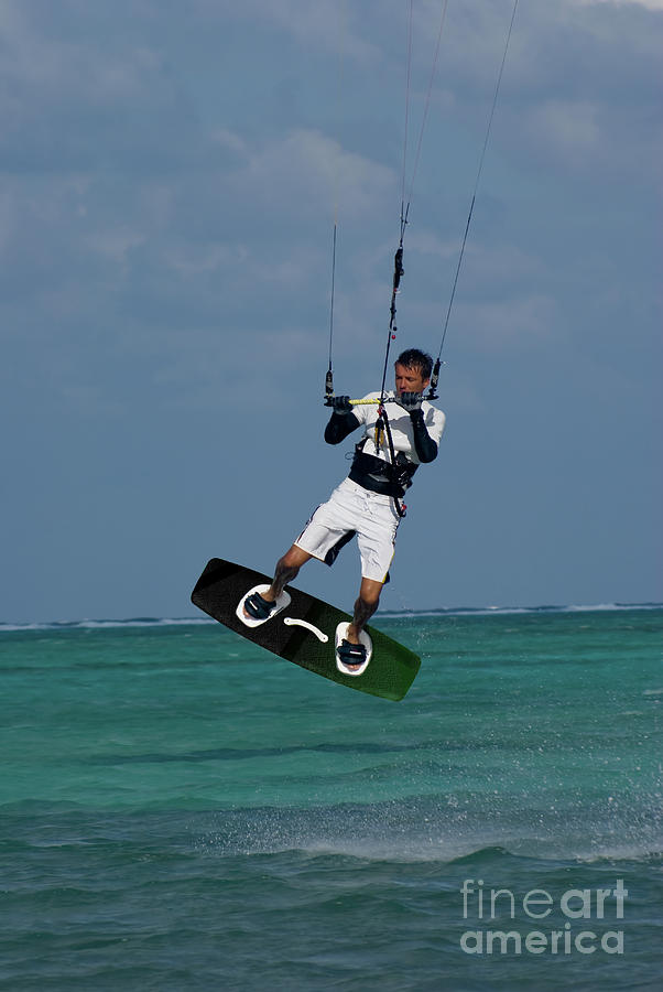 Kite surfing in Grand Cayman #8 Photograph by Anthony Totah