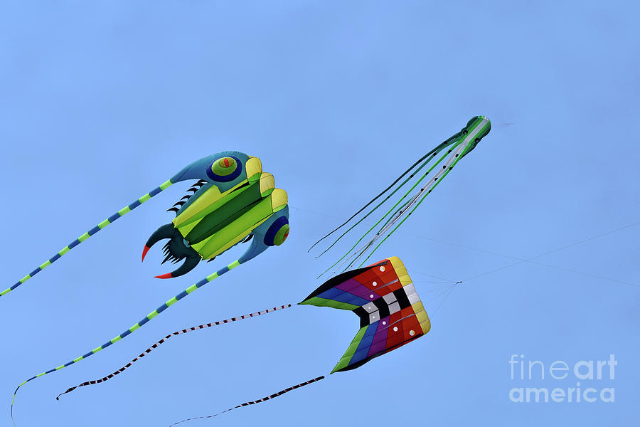 Kites flying during Kite festival #8 Photograph by George Atsametakis