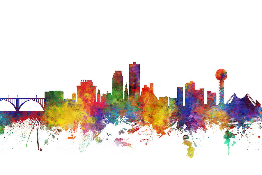 Knoxville Digital Art - Knoxville Tennessee Skyline #8 by Michael Tompsett