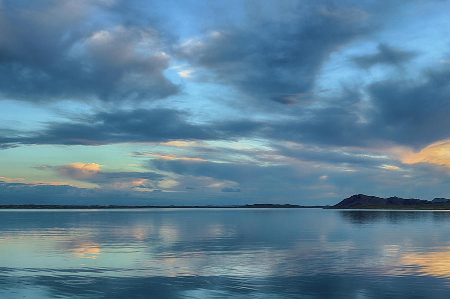 Landscape Of Amazing Lake With Dark Fluffy Clouds On Sky Photograph by ...