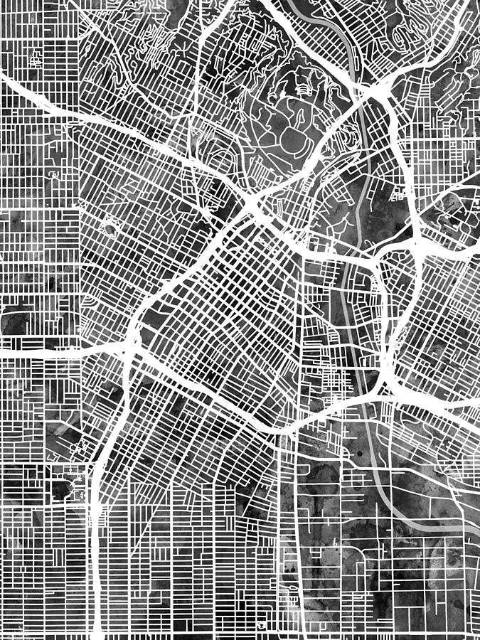 Los Angeles City Street Map #8 Digital Art by Michael Tompsett