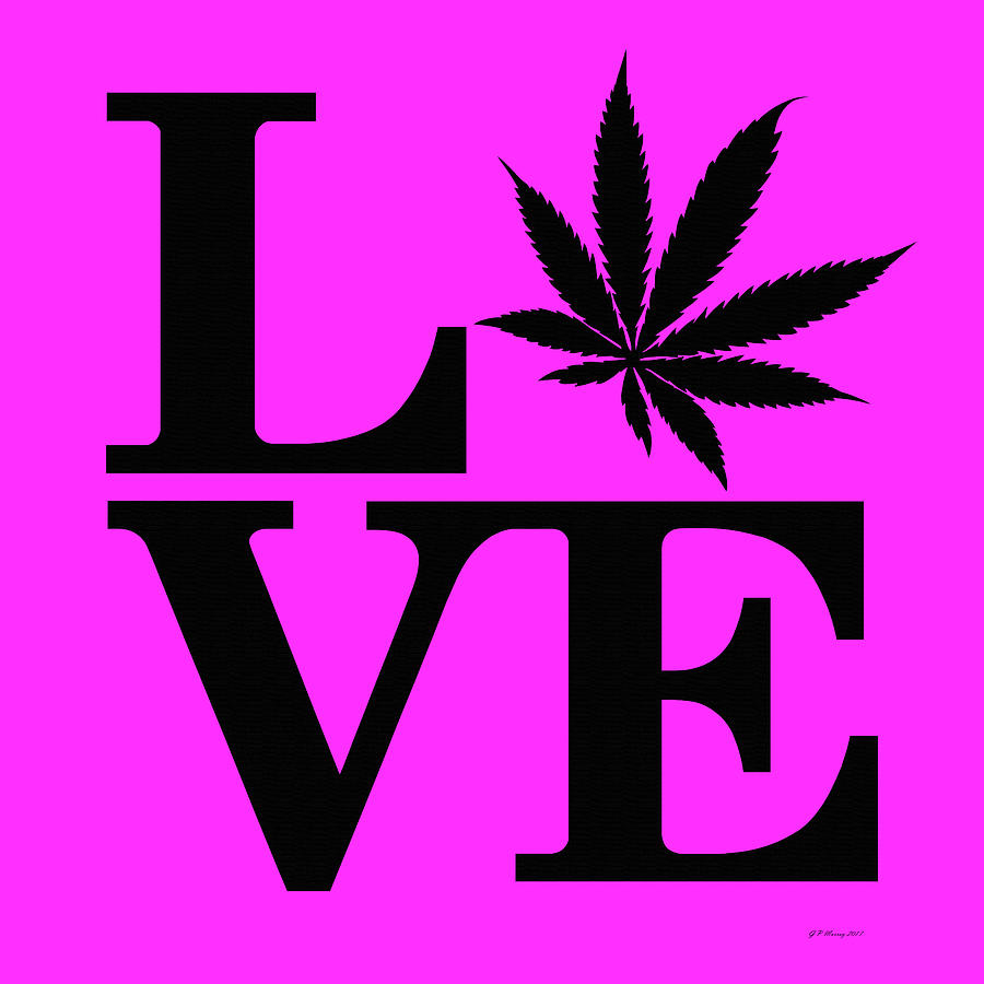 Marijuana Leaf Love Sign #8 Digital Art by Gregory Murray