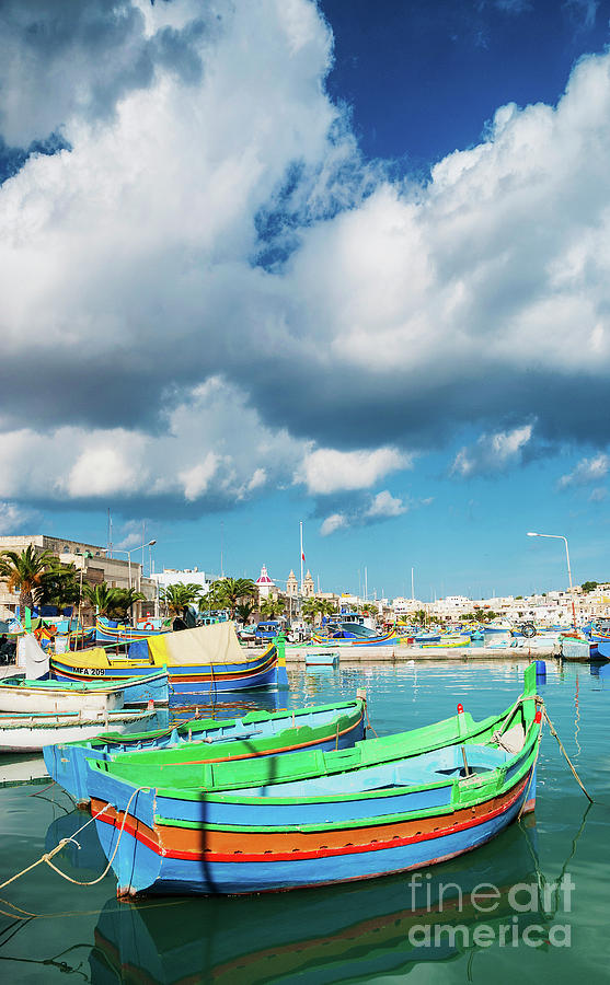 Marsaxlokk Harbour And Traditional Mediterranean Fishing Boats I #8 Photograph by JM Travel Photography