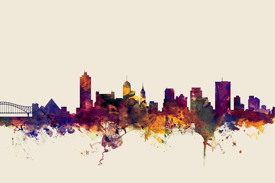 Memphis Tennessee Skyline #8 Digital Art by Michael Tompsett
