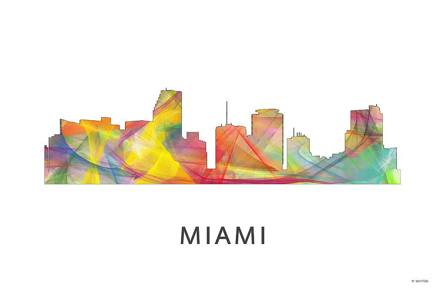 Architecture Digital Art - Miami Florida Skyline #8 by Marlene Watson