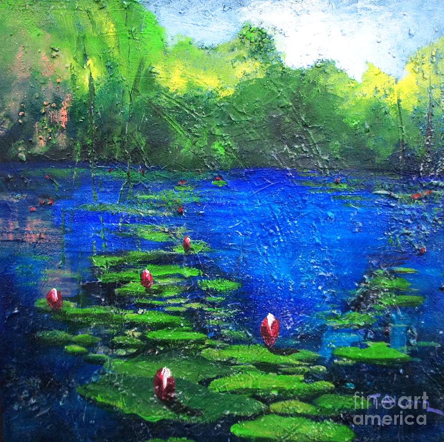 Flower Painting - 8 Mile Creek Lagoon - Bajool - original sold by Therese Alcorn