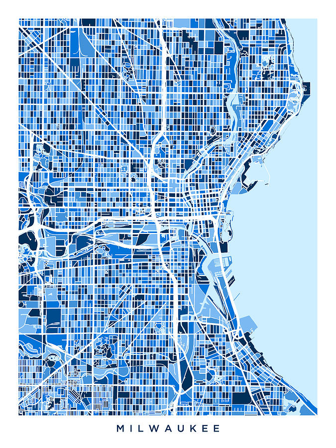 Milwaukee Digital Art - Milwaukee Wisconsin City Map #8 by Michael Tompsett