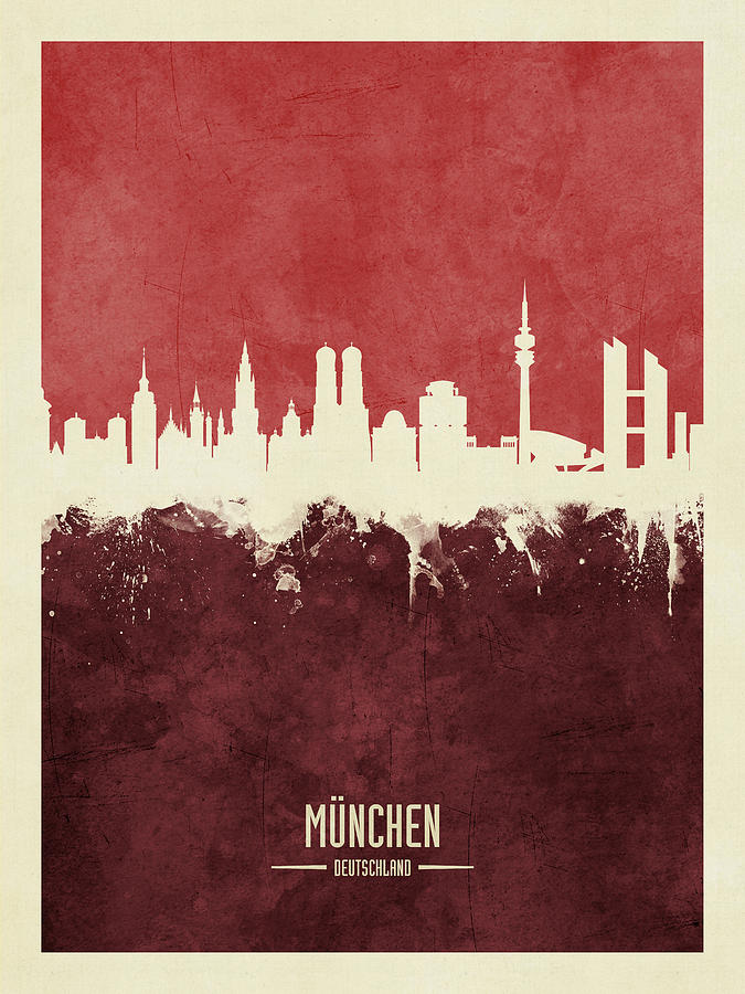 Munich Germany Skyline #8 Digital Art by Michael Tompsett