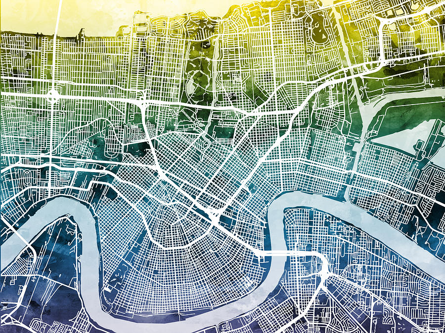 New Orleans Street Map #8 Digital Art by Michael Tompsett