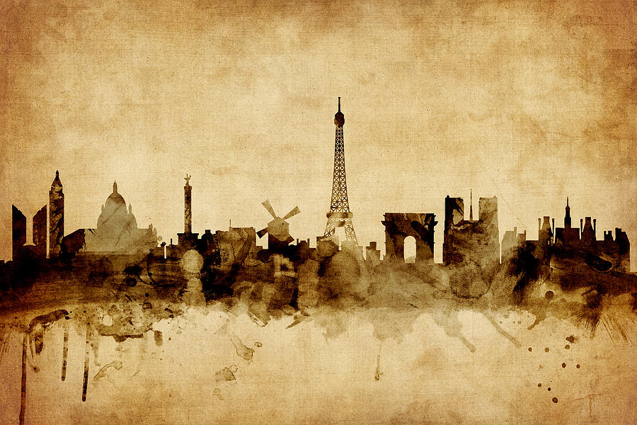 Paris Digital Art - Paris France Skyline #8 by Michael Tompsett