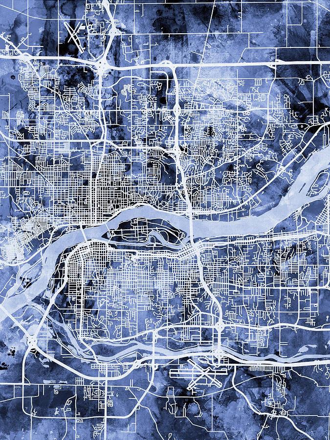 Davenport Digital Art - Quad Cities Street Map #8 by Michael Tompsett