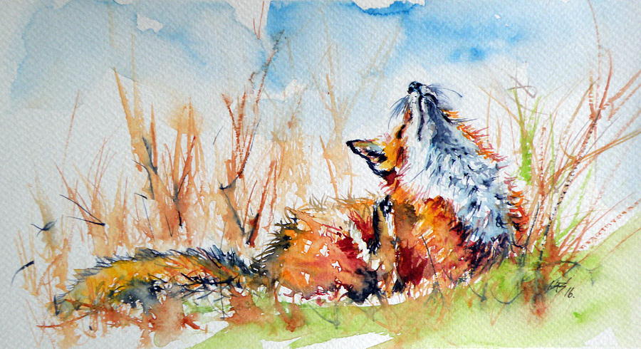 Red fox #7 Painting by Kovacs Anna Brigitta