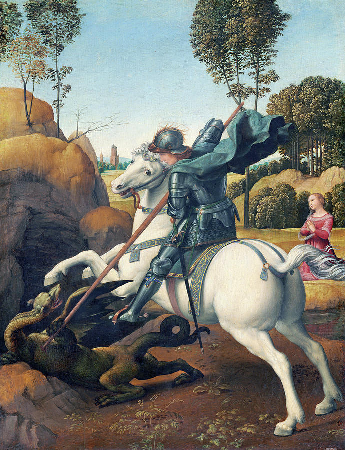 Saint George and the Dragon #8 Painting by Raphael