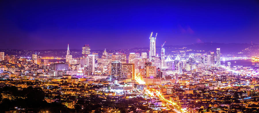 San Francisco California Cityscape Skyline At Night #8 Photograph by Alex Grichenko