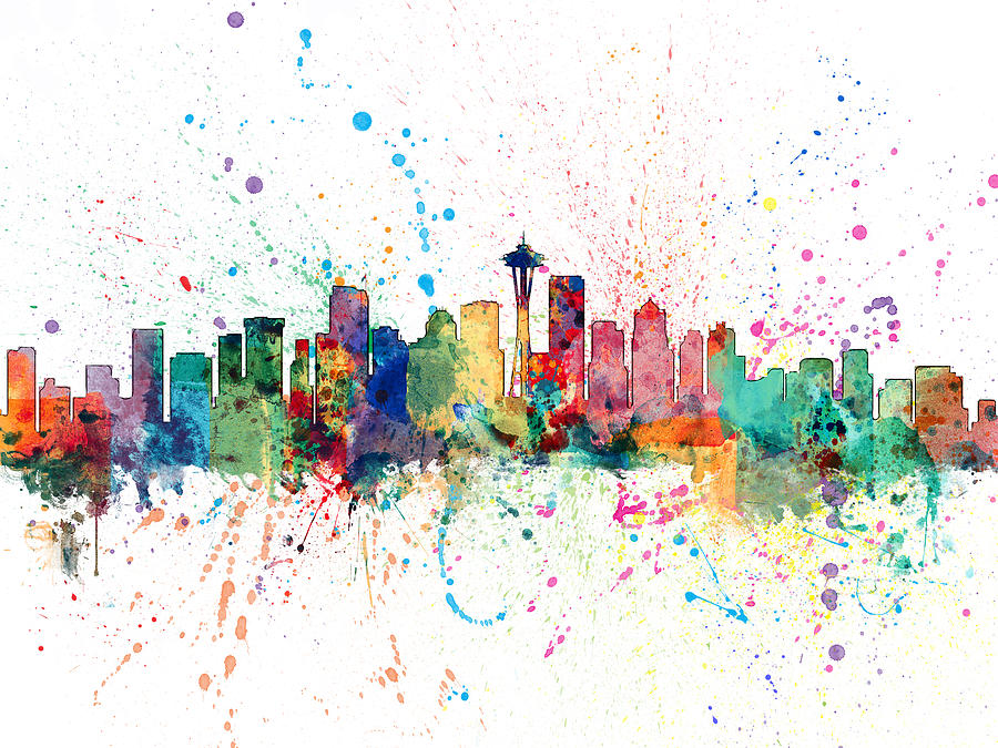 Seattle Digital Art - Seattle Washington Skyline by Michael Tompsett