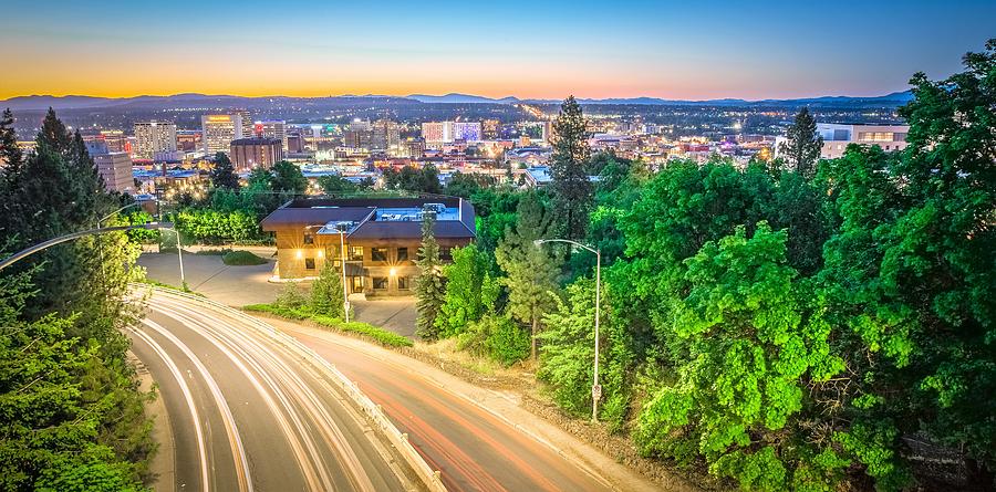 Spokane Washington City Skyline And Streets Photograph