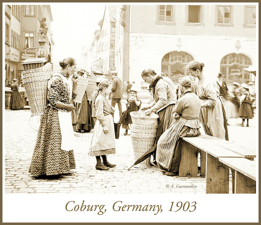Street Market, Coburg, Germany, 1903, Vintage Photograph Photograph