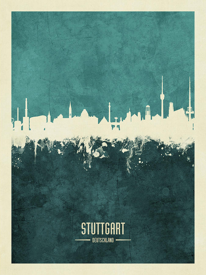 Stuttgart Germany Skyline #8 Digital Art by Michael Tompsett