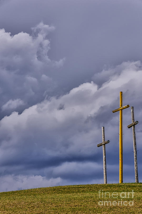 Three Crosses on Hill Photograph by Thomas R Fletcher