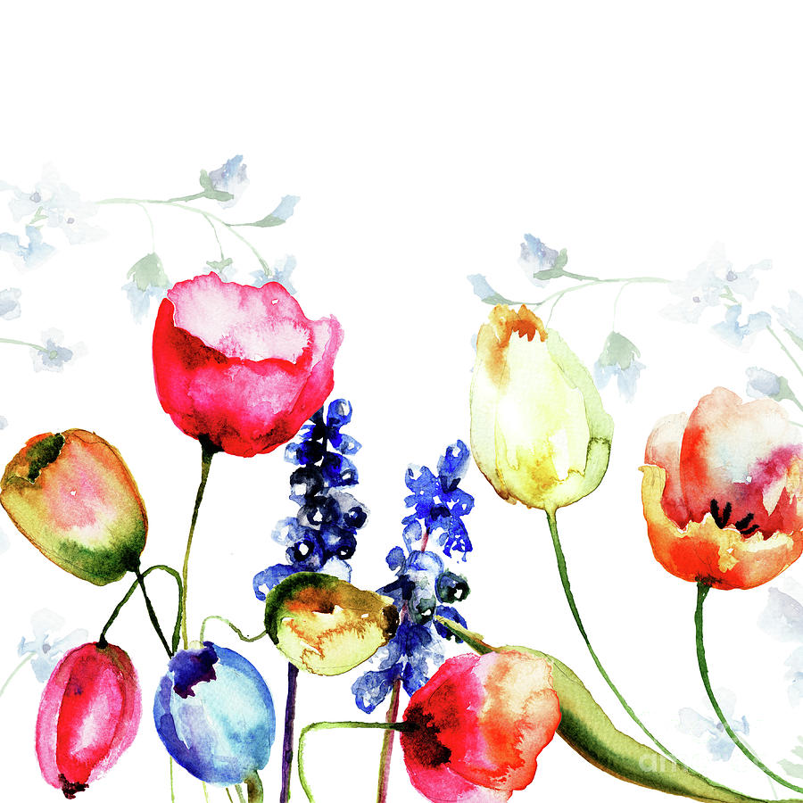 Tulips flowers #8 Painting by Regina Jershova