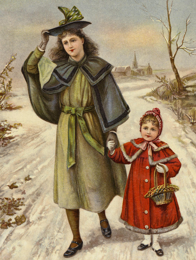 Winter Painting - Vintage Christmas Card by English School