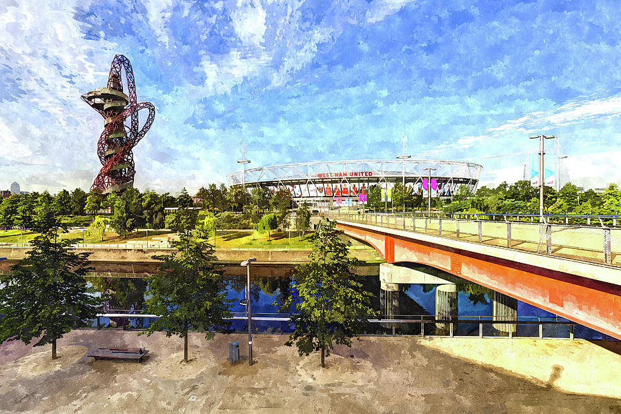 West Ham Olympic Stadium And The Arcelormittal Orbit Art #8 Photograph by David Pyatt