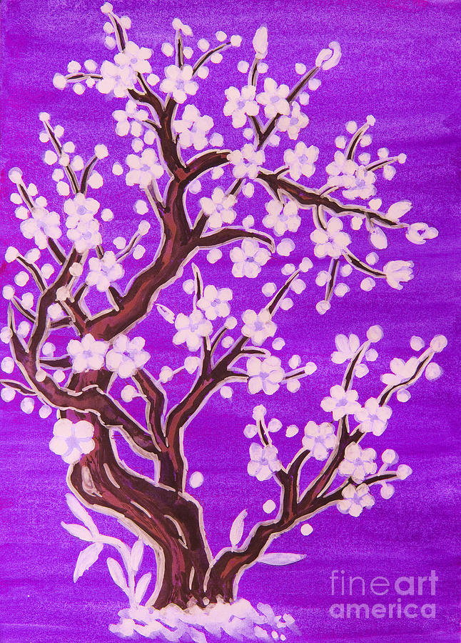 White tree in blossom, painting #8 Painting by Irina Afonskaya