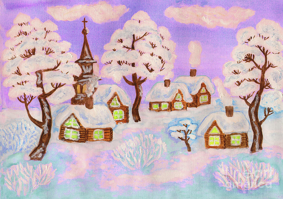 Christmas Painting - Winter landscape, painting #8 by Irina Afonskaya