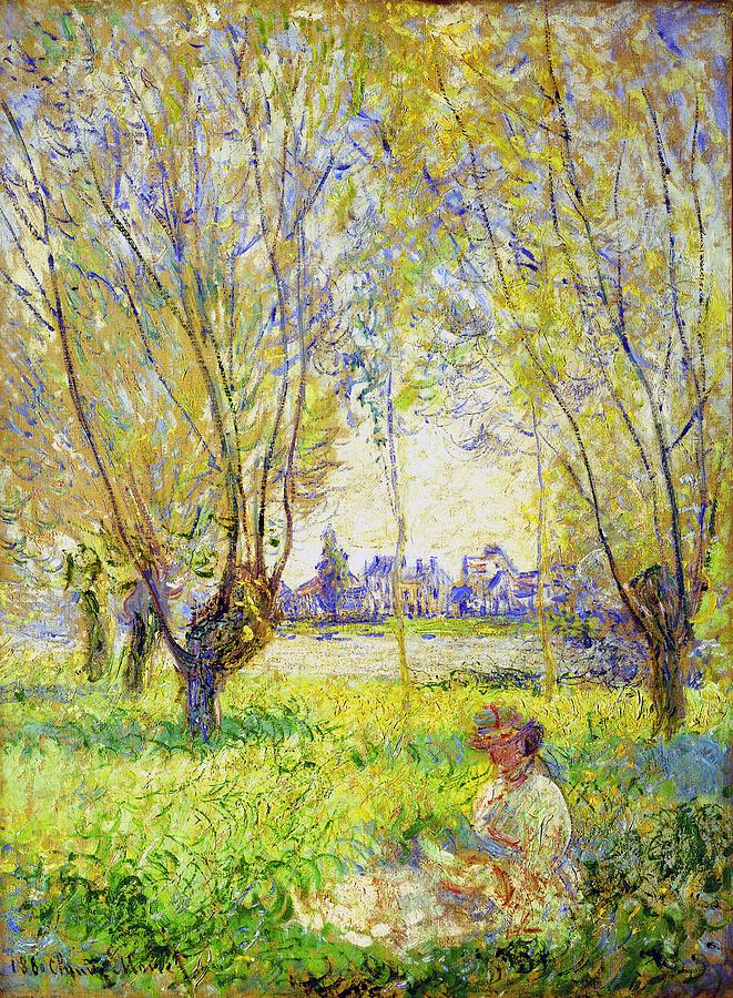 Woman Seated Under The Willows  Painting by Claude Monet