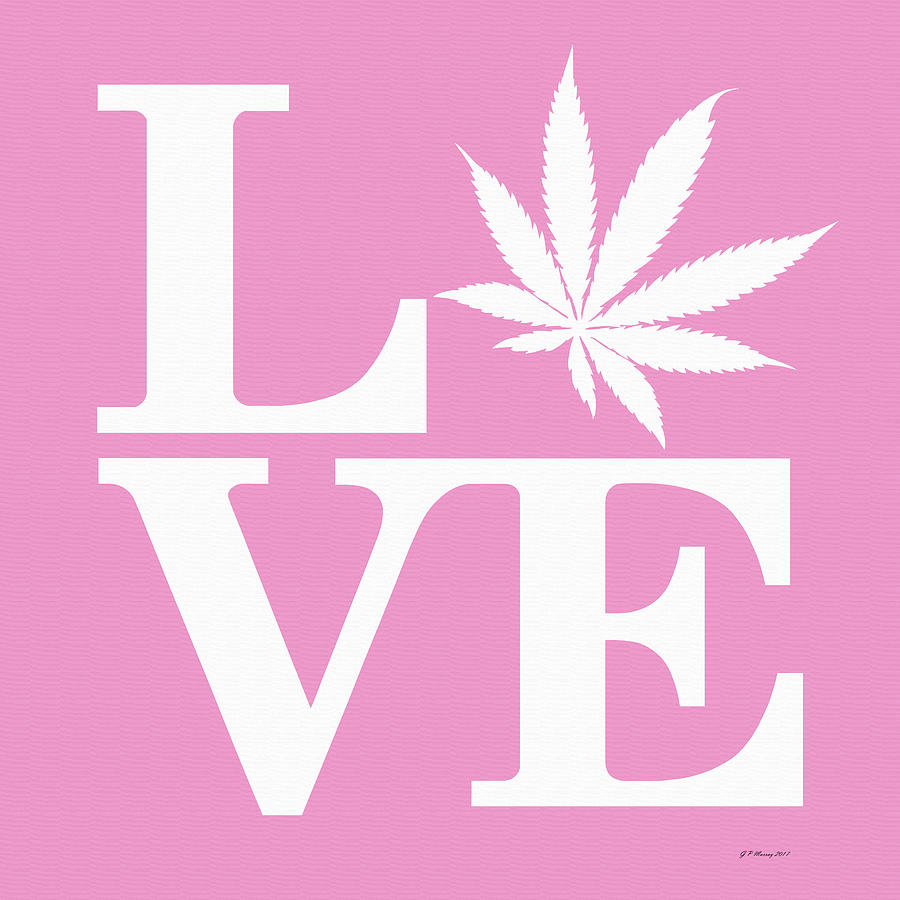 Marijuana Leaf Love Sign #80 Digital Art by Gregory Murray