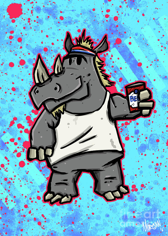 Snail Digital Art - 80s Party Rhino by Morgan Richardson Snail Digital Art - 80s Party Rhino by Morgan Richardson
