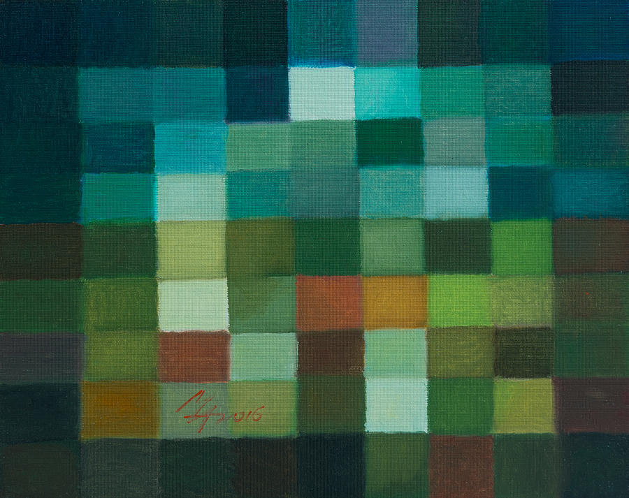 81 Color Fields - Chrome Oxide Green Painting by Attila Meszlenyi