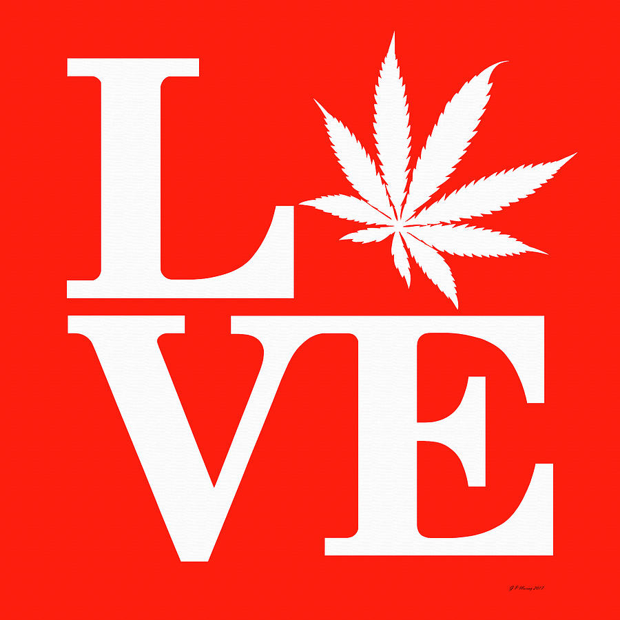Marijuana Leaf Love Sign #81 Digital Art by Gregory Murray