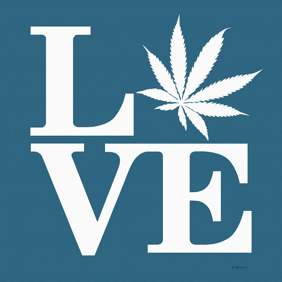 Marijuana Leaf Love Sign #82 Digital Art by Gregory Murray