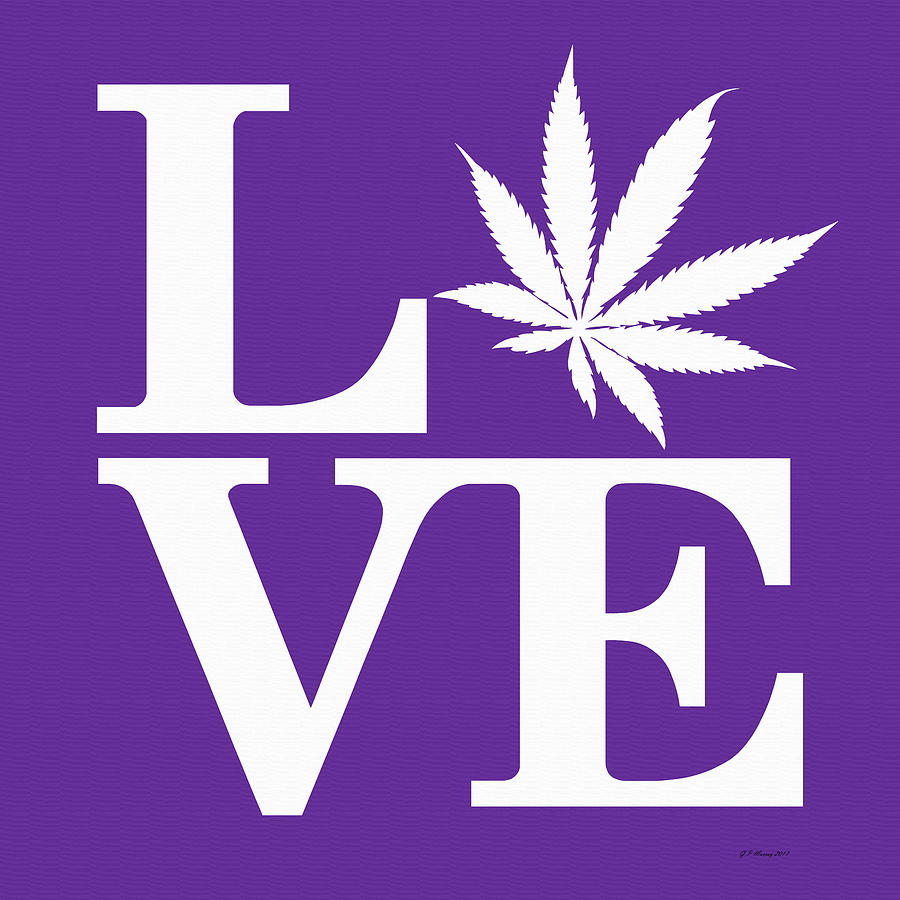 Marijuana Leaf Love Sign #83 Digital Art by Gregory Murray