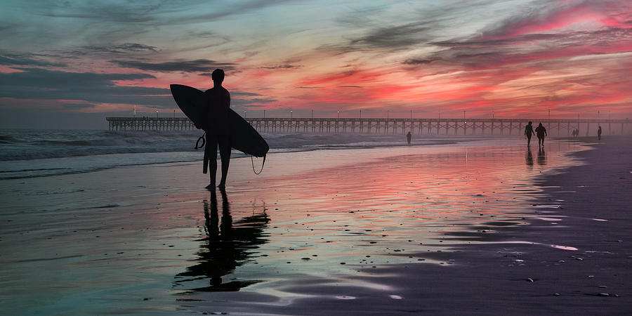 Sunset Photograph - 84x42 Searching for a Perfect Wave  by Betsy Knapp