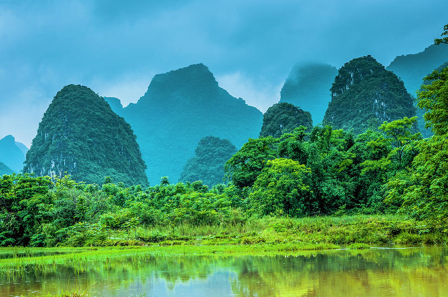 Karst rural scenery in raining Photograph by Carl Ning - Fine Art America