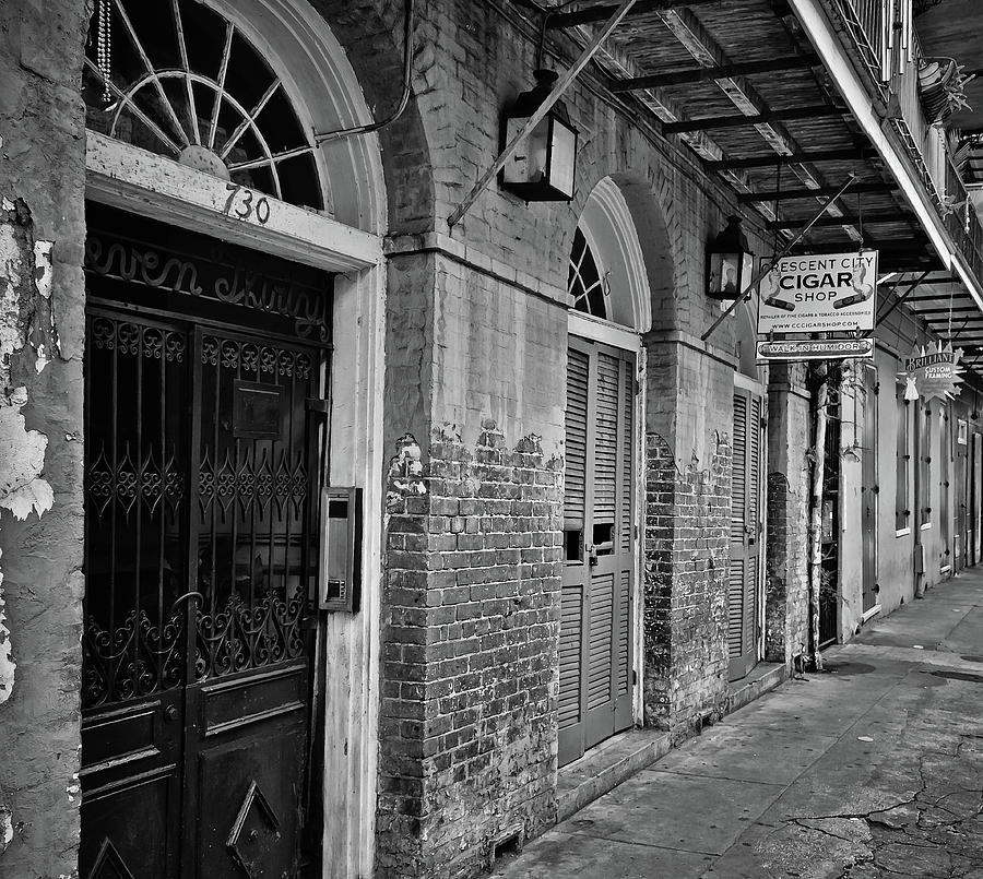 8am on Orleans Street in b/w - New Orleans Photograph by Greg Jackson