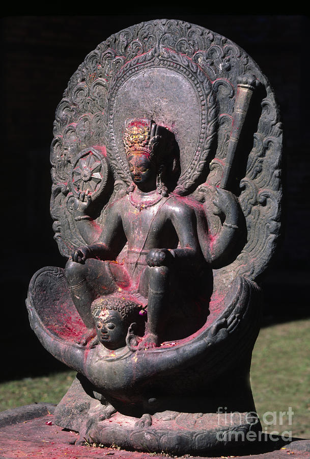 8th Century Vishnu - Changu Narayan Temple Nepal Photograph by Craig Lovell