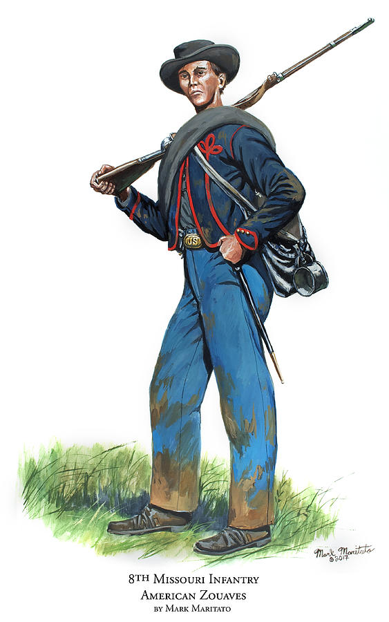 8th Missouri Infantry - American Zouaves Painting by Mark Maritato ...