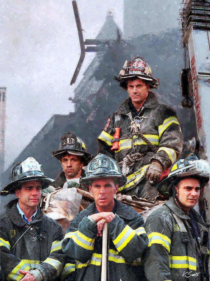 9/11 Firefighters Digital Art by Kai Saarto - Pixels