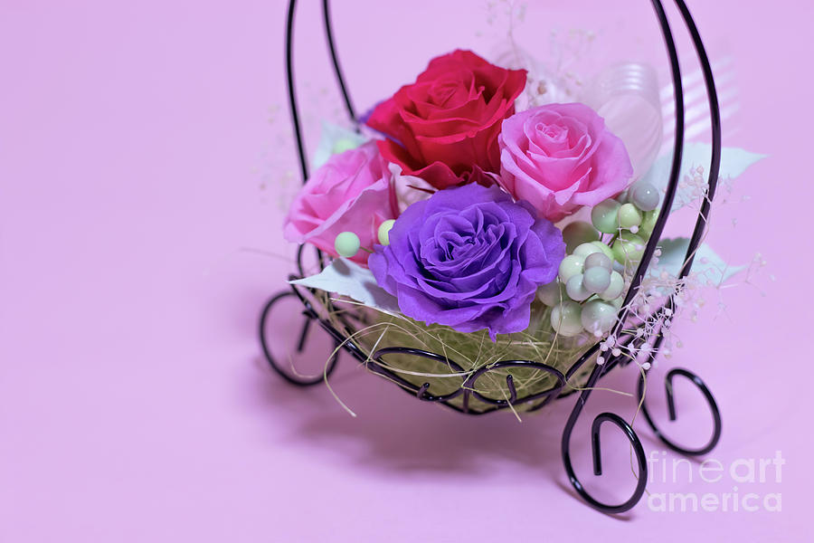 Christmas Photograph - A Gift of Preservrd Flower and Clay Flower Arrangement, Colorful #9 by Eiko Tsuchiya