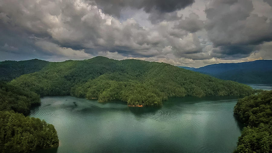 aerial of South Carolina Lake Jocassee Gorges Upstate Mountains #9 Photograph by Alex Grichenko