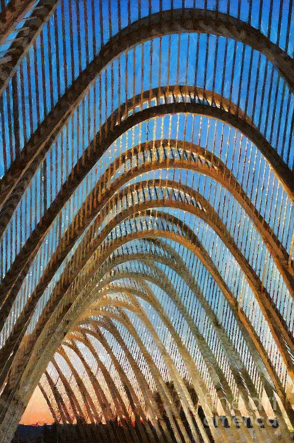 Archway in Olympic stadium in Athens #1 Painting by George Atsametakis