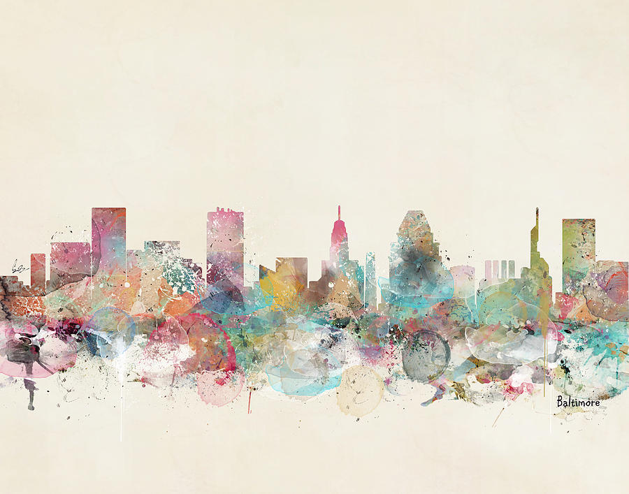 Baltimore Painting - Baltimore Maryland Skyline #9 by Bri Buckley
