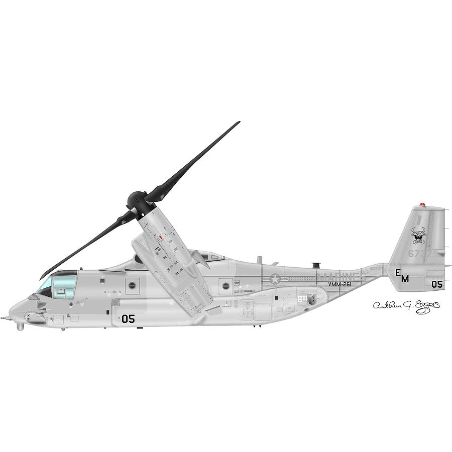 Bell Digital Art - Bell-Boeing MV-22B Osprey #9 by Arthur Eggers