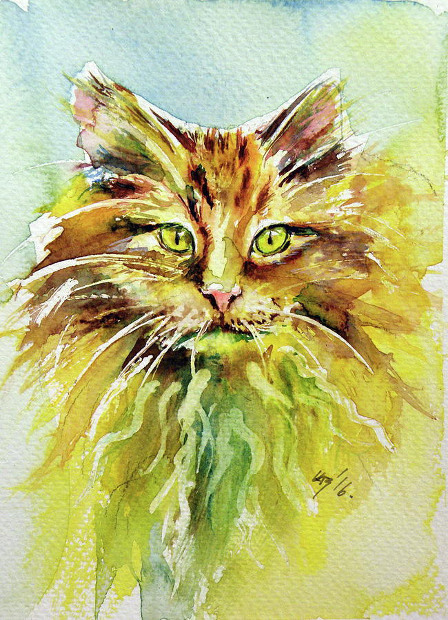 Cat #9 Painting by Kovacs Anna Brigitta