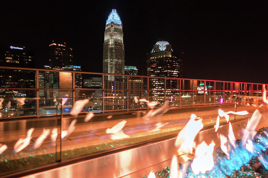 Charlotte North Carolina Skyline View At Night From Roof Top Res #9 Photograph by Alex Grichenko