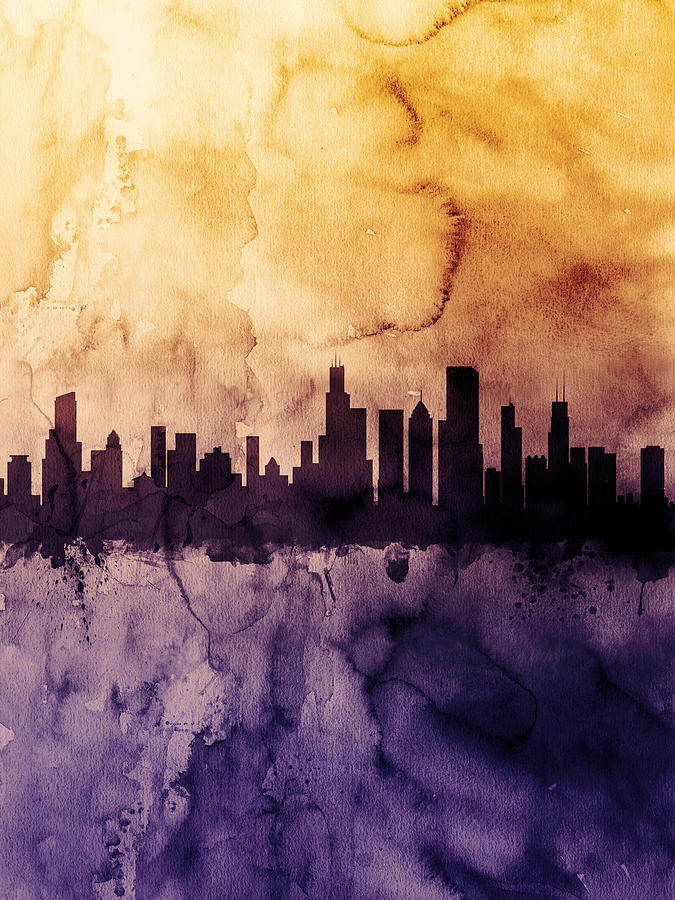 Chicago Digital Art - Chicago Illinois Skyline #9 by Michael Tompsett
